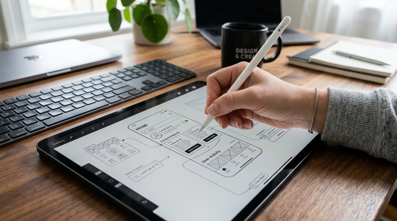 Drawing progressive disclosure wireframes on tablet
